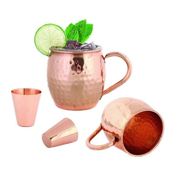 Foodie Aid Other - Moscow Mule Copper Mugs 16 oz. (Set of 2) With Bonus 2 Shot Glasses Foodie Aid
